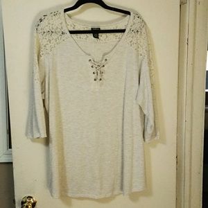 Torrid lace shoulder 3/4 sleeve shirt size 4